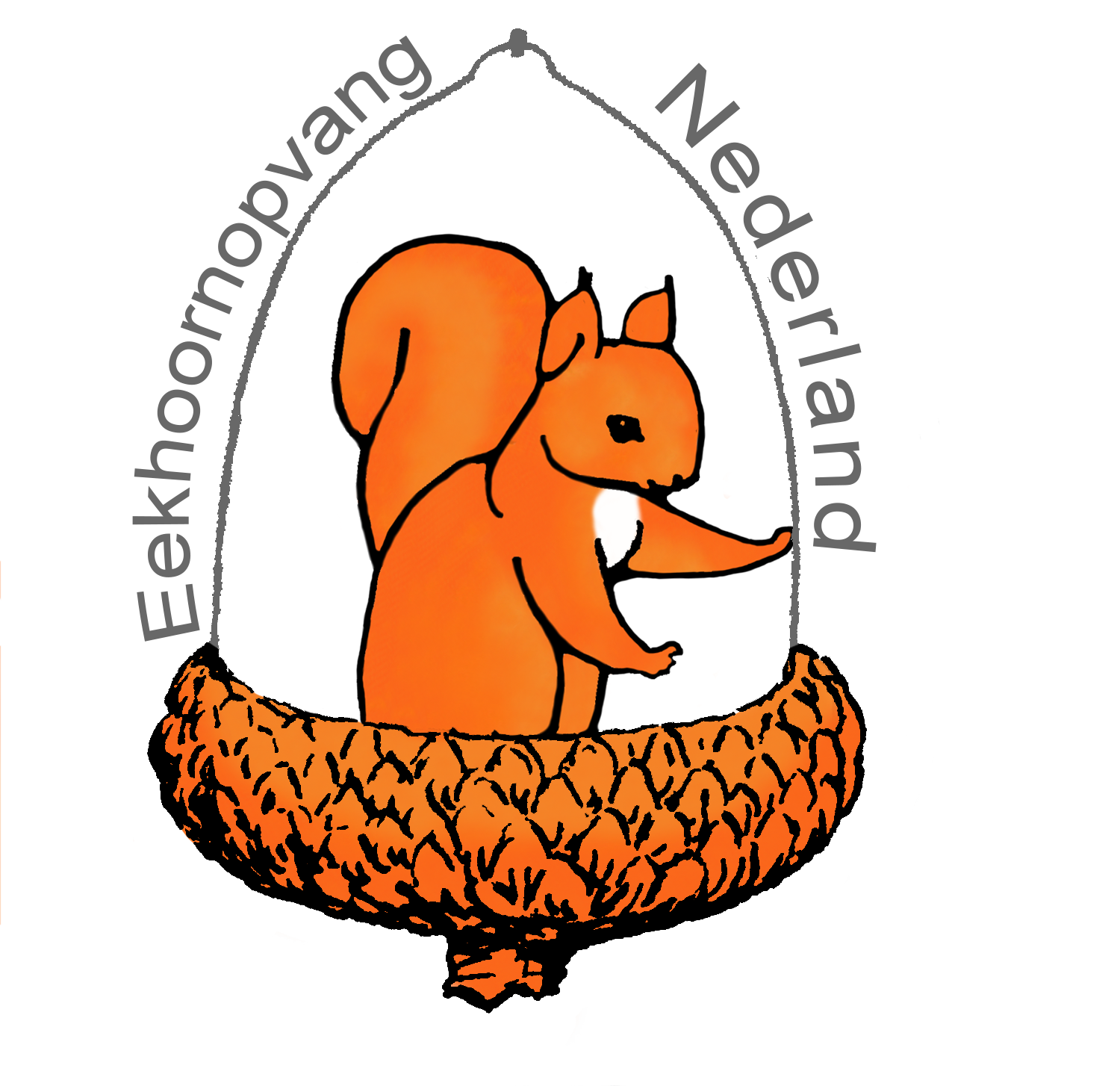 Eekhoorn Logo Kleur Wit Zwart Grijze Tekst Grijze Eikel Egelbescherming Nederland